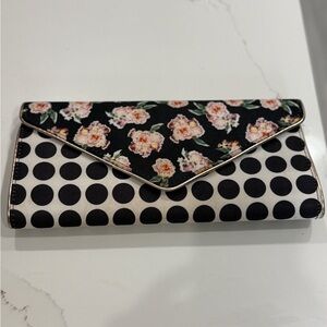ALDO Floral & Polka Dot Envelope Clutch - Black & White